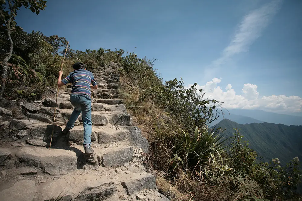 climbing Machu Picchu